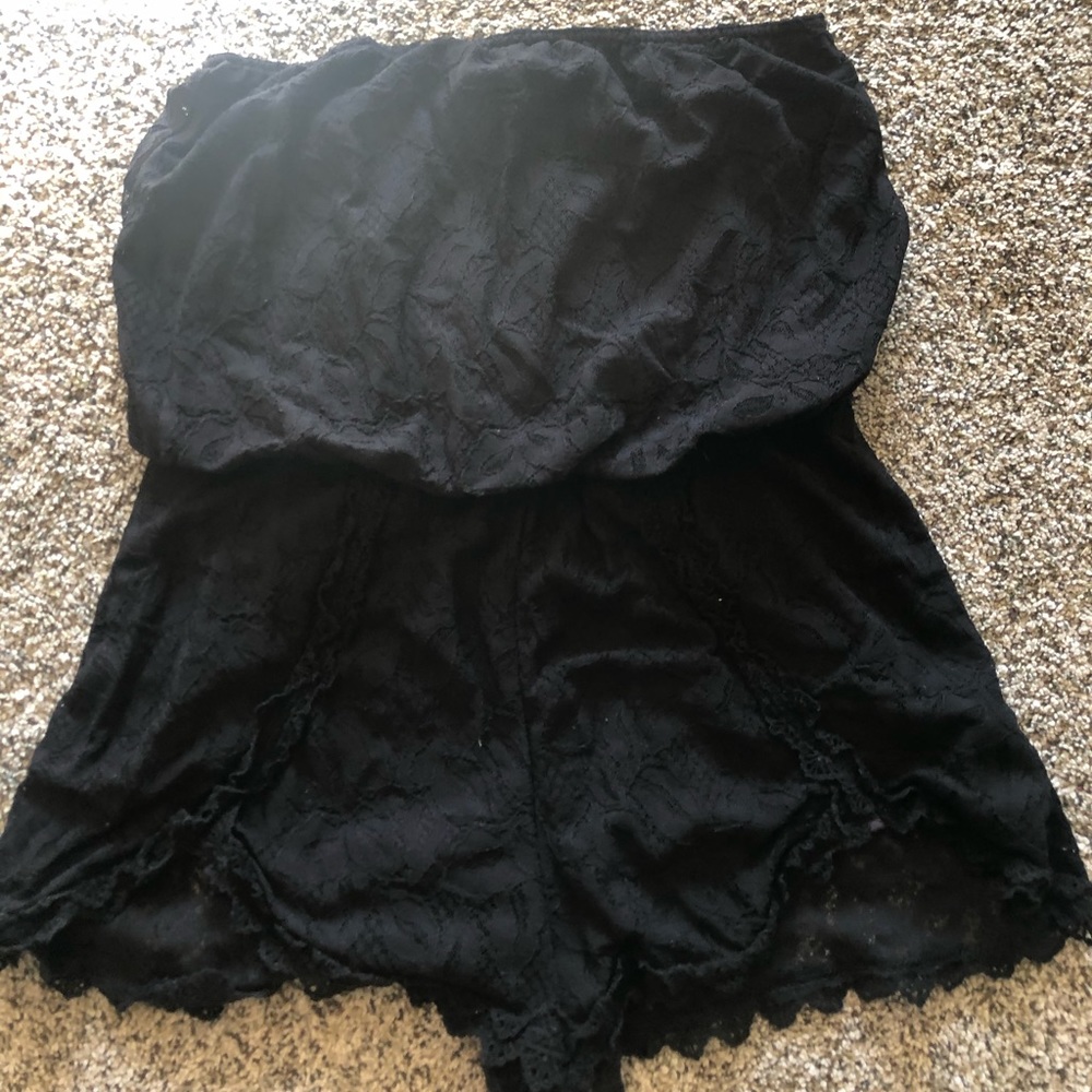 Black Strapless Lace Free People Romper